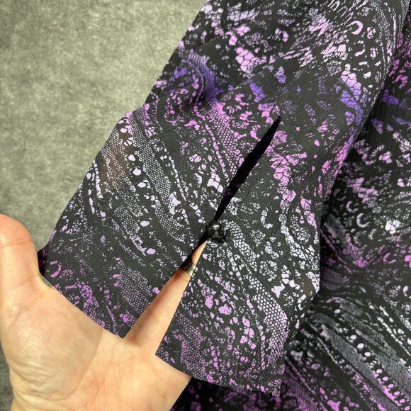 Maggie Barnes Lined Sheer Sequin Top Dark Romantic Black Purple 5X 34/36 E111 - Picture 3 of 11